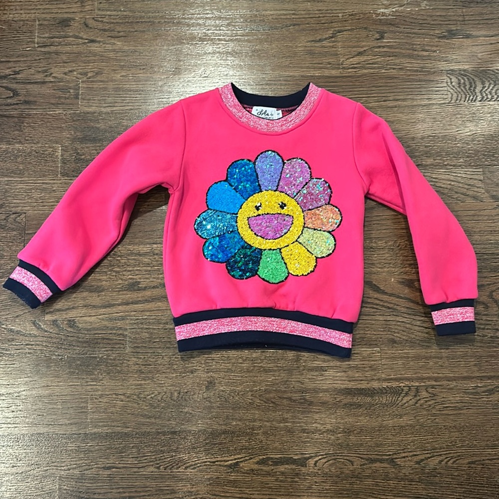 Sequin smiley sweatshirt - Lola & the Boys - size 4